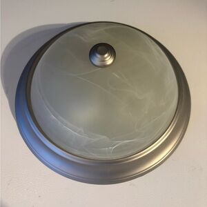 Frosted Glass Dome Ceiling Light with Brushed Nickel Trim